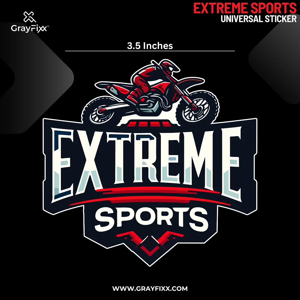 Extreme Sports Universal Sticker | Printed In Premium Gloss Vinyl With FPF(Fade Protection Film), Water Proof, Precut Sticker, Pack Of 1